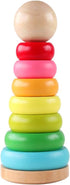 Stacking Rings Toy Wooden Rainbow Stacker Toddler Learning Toys for 18 Months 2 Year Old Baby Boys Girls Non-toxic...