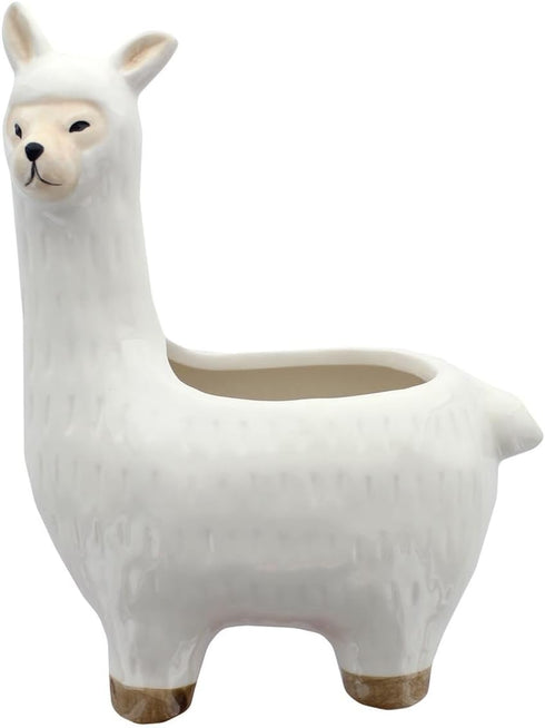 Leisure Arts Floral Pot Llama, White , 7.5" - small flower pots for indoor plants, succulents, plant pots, indoor planter, ceramic pots for indoor...