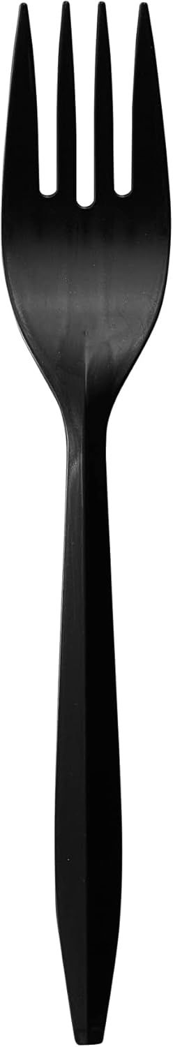 1,000 Plastic Disposable Forks Bulk Black Medium Weight Disposable Silverware Plastic Cutlery Fork...