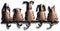 Cast Metal Puppy Lucky Dog Tails Pet Leash Hanger 5 Hook Wall Key Rack Holder 11"W...