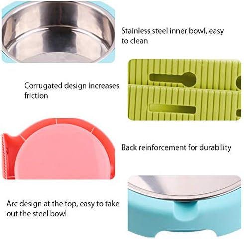 La La Pet® Dog Bowl Feeder Pet Puppy Food Water Bowl 2-in-1 Plastic Bowl Stainless Steel Bowl Removable Hanging Cat Rabbit Bird Food Basin Dish Pe...