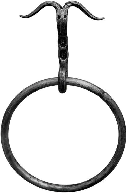 Towel Ring Holder Hand Forged Animal Head Towel Holder Wrought Iron Handmade Wall Mounted Kitchen Towel Holder Modern Farmhouse Kitchen Towel Ring...
