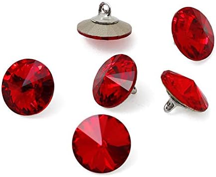 6-pcs 12mm Austria Crystal 1122 Rivoli Button with Shank, SW-1122BT (Light Siam (6-pcs))...