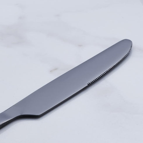 Black Dinner Knife Set, 9.2-inch Stainless Steel Shiny Black Dinner Table Knife Silverware, Set of 6...