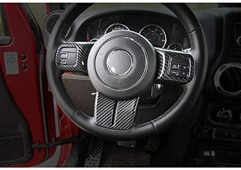 JeCar Interior Steering Wheel Decoration Trim Kits For Jeep Wrangler 2011-2017 JK Unlimited Patriot Compass & Grand Cherokee 2011-2013 (Carbon fib...
