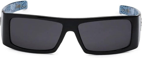 Locs Mens Hardcore Gafas De Sol Fashion Wrap Around Sunglasses with Bandana Print Inside - Free Microfiber Bag - Several Colors Available! (Black ...