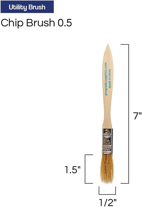 Pro Grade - Chip Paint Brushes - 24 Ea 1/2 Inch Chip Paint Brush Light Brown...