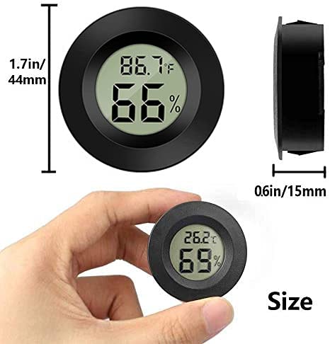 Meggsi 2 Pack Mini Digital Hygrometer Gauge Indoor Thermometer, LCD Monitor Temperature Outdoor Humidity Meter for Greenhouse Jars Incubators Guitar Case, Fahrenheit (?) or Celsius(?)