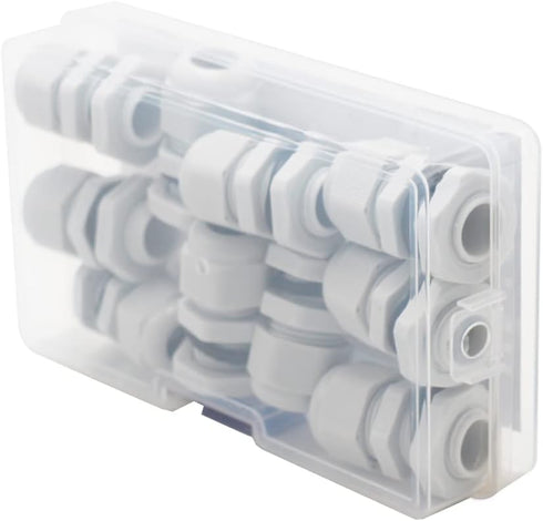 3/8 Cable Glands White PA66 Connector IP68 Waterproof Adjustable Cord Grip Strain Relief Connectors Protectors White 10PCS With Plastic Box...