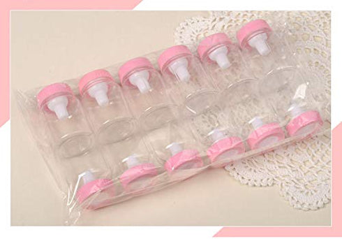 3.5 Inches Baby Bottle Shower Favor,Mini Plastic Candy Bottle,Baby Shower Supplies Boy Girl Newborn Baby Baptism Birthday Party Deco (2 Dozens, Pi...
