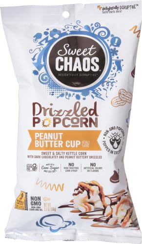 Sweet Chaos Popcorn, Peanut Butter Cup Drizzle, 5.5 Ounce Bag...
