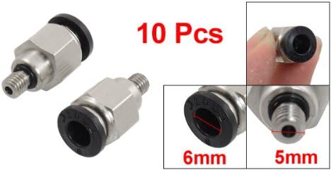 uxcell 10 Pcs M5 Male Thread 6mm Push In Joint Pneumatic Connector Quick Fittings...