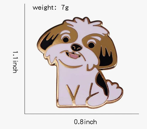 Dog Pin Jewelry White and Black Enamel with Gold Tone for Women, Girls, and Boys, Tac Lapel Bag Pin...