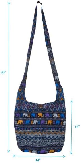 Hippie Boho Crossbody SLING Shoulder Bag Bohemian Gypsy Medium Size Design printed for Men or Women...