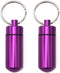 AKOAK 2 Pcs Colorful Round Aluminum Alloy Pill Bottle, Emergency Jar, Waterproof Outdoor Travel Portable Pill Bottle Key Chain (Purple)...
