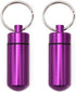 AKOAK 2 Pcs Colorful Round Aluminum Alloy Pill Bottle, Emergency Jar, Waterproof Outdoor Travel Portable Pill Bottle Key Chain (Purple)...