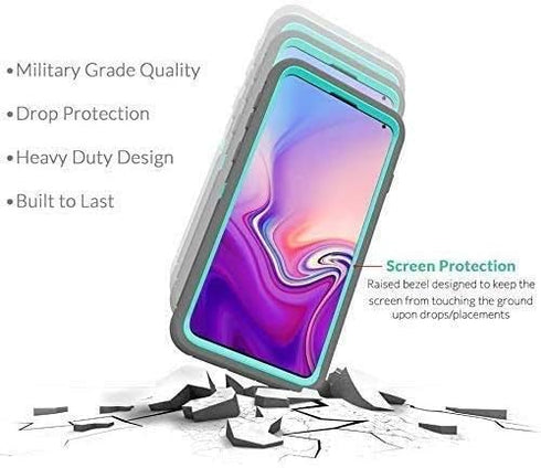 Galaxy S10 Defender Case, Protective Defender Shockproof Hybrid Case Dual Layer Design Hard Cover Compatible with Samsung Galaxy S10 (Purple-Teal)...