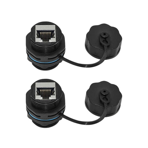 RJ45 Panel Mount Waterproof Connector IP68 Cable Connector, Female to Female, with Shielding Cable Coupler-CAT6-YMP23-Blue-2 PCS...