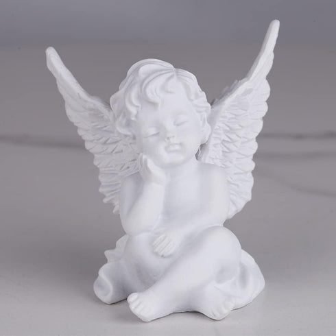2 Pack Resin Cherubs White Angel Statue Figurine, Garden Sleeping Cherub Statue Sculpture Indoor Outdoor Home Decoration, Cute Adorable Angle Scul...