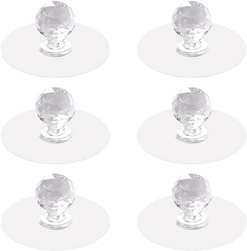 6 Pcs Clear Instant Cabinet Drawer Knobs Adhesive Push Pull Helper Crystal Drawer Pull Mini Handle Helper Self Stick Handle for Door Wardrobes...