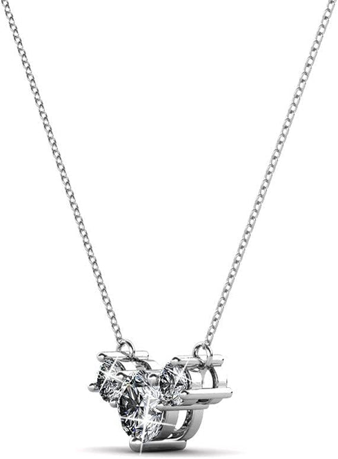 Cate & Chloe Calliope 18k White Gold Plated 3-Stone Pendant Necklace | Beautiful Sparkling Crystal Stones Silver Drop Necklace for Women...