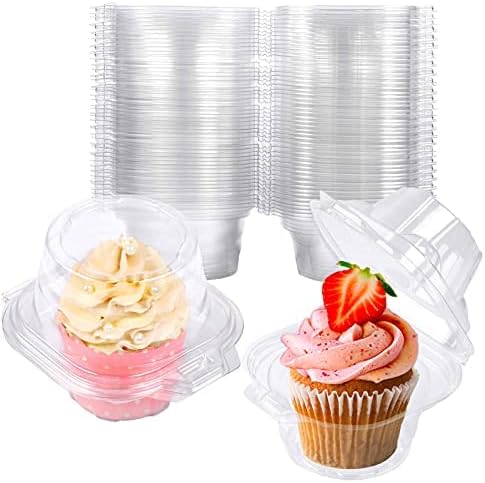 50 Pack Individual Cupcake Containers Plastic Cupcake Boxes Cupcake Holders Stackable Deep Dome Cupcake Carrier...