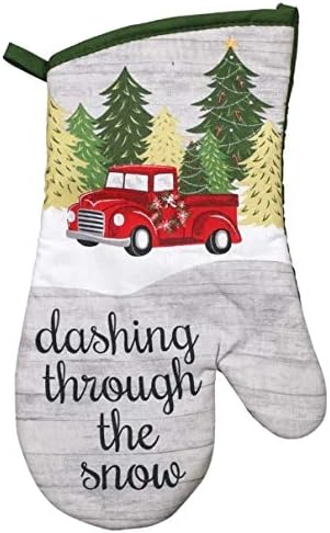 Vintage Truck/Christmas 5 Piece Bundle Package Oven Mitt (1) Kitchen Towels (2) Pot Holders (2)...