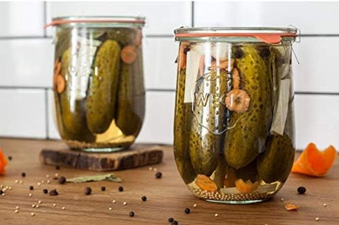 Weck Tulip Jar - Sour Dough Starter Jars for Sourdough - 1 x WECK 745 Large Clear Jar with Wide Mouth - 1 Liter Includes Glass Lid, rubber seal an...