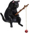 Black Fish Tank Landscaping Cartoon Fishing Cat Ornaments Aquarium Accessories Household Supplies Home Office Decorations Fishing Cat Figurine Aqu...
