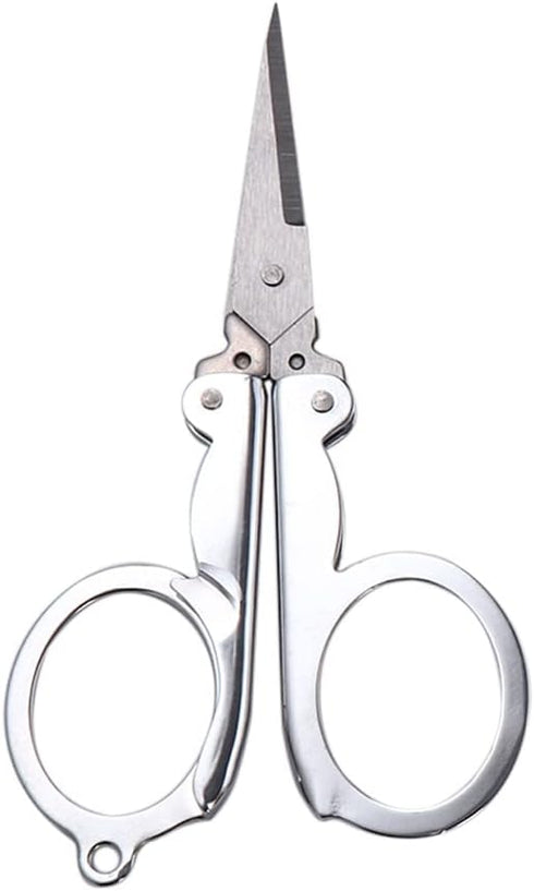 2Pcs Foldable Mini Metal Scissors Stainless Steel Folding Scissors Portable Travel Scissors Crafting Safety Sewing Scissor For Home Office...