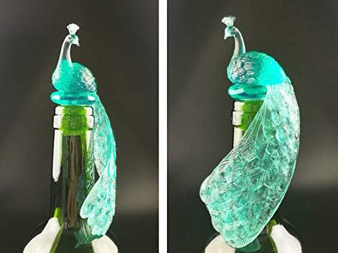 Silicone Wine Bottle Stopper Peacock Creative Wine Beverage Bottle Seal Bottle Caps Party Decoration Bar Kitchen (Green)...