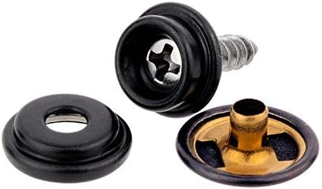 YMAISS 75pcs Fastener Screw Snaps Black,Marine Grade 3/8" Socket with Stainless Steel 5/8" Screw in Upholstery Snaps for Boat Canvas,Cover. Black ...