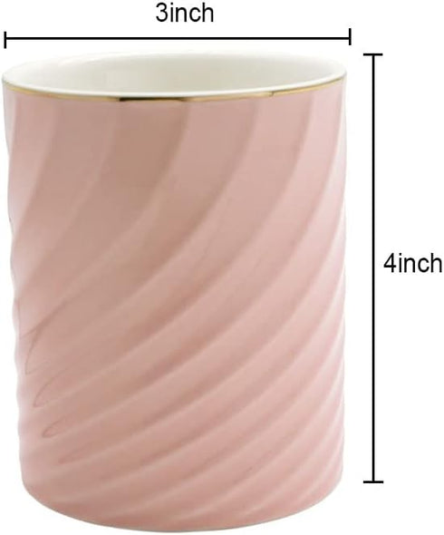 Ceramic Pencil Holder for Desk, Cute Pen Holder Stand, Makeup Brush Cup Organizer, Pink...