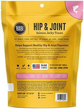 BIXBI Skin & Coat Chicken Jerky Dog Treats, 5 Ounces Hip & Joint Salmon Jerky Dog Treats, 4 Ounces...