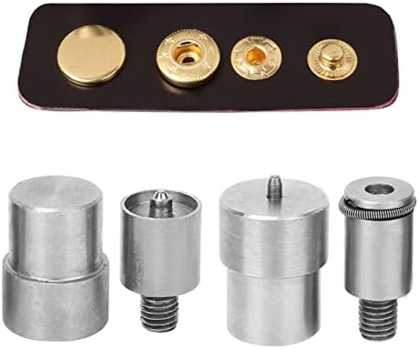 Snap Buttons Dies Set, Pack of 4 Stainless Steel Pressing Machine Button Die Replacement Kits for 651633/831 Buttons, Suitable for 12mm 15mm 21.5m...