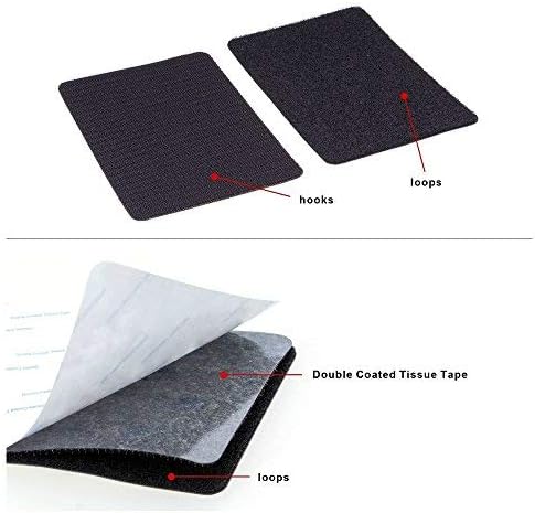 BRAVESHINE 2.4x2.4 Inch Black Hook and Loop Strips with Adhesive - 12 Sets Sticky-Back Picture Hanging Tape - Instead of Nail or Screw - Double Si...