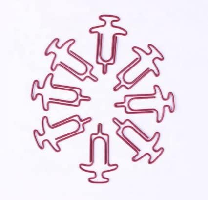 100 Count Pink Nurse Doctor Needle Syringe Shaped Paper Clips Great for Paper Clip Collectors or Office Gift - Comes in Round Tin with Lid and Gif...