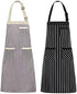 NLUS 2 Pack Kitchen Cooking Aprons, Adjustable Bib Soft Chef Apron with 3 Pockets for Men Women (Umber/Black)...