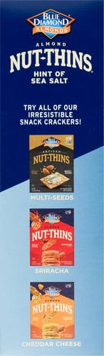 Blue Diamond Almonds Nut-Thins Gluten Free Cracker Crisps, Hint Of Sea Salt, Family Size, Sea Salt, 7.7 oz (Pack of 1)...