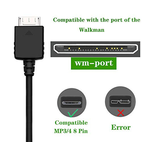 Replacement MP3 MP4 Player USB Charger Cable Compatible with for Sony Walkman NWZ Charging Cord for A, S, E, X, Z Series...