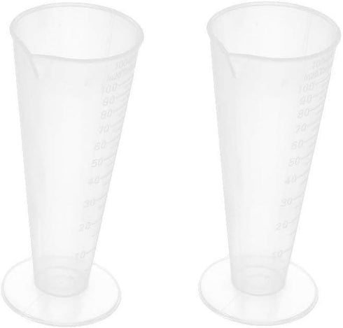 YXQ 100mL Plastic Graduated Measuring Cup Capacity Beaker Cone Shape Round Base Labs Kitchen Clear, 2Pcs...