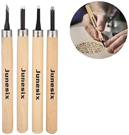 Wood Carving Knife Tool Set, 4pcs Beginners Manual Sharpener Rubber Stamp Knife Carving Tools Set for Chisel DIY Woodworking Carving (#2)...