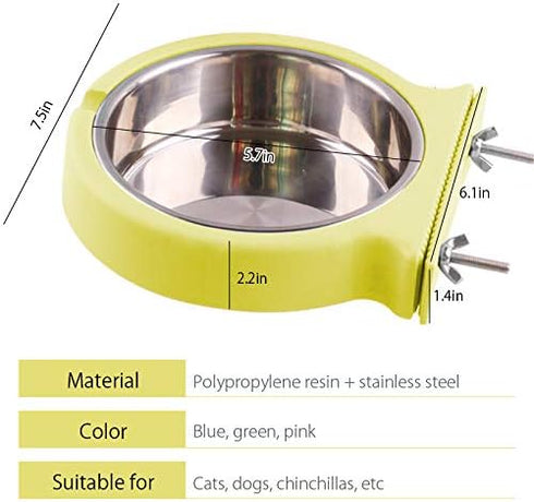 La La Pet® Dog Bowl Feeder Pet Puppy Food Water Bowl 2-in-1 Plastic Bowl Stainless Steel Bowl Removable Hanging Cat Rabbit Bird Food Basin Dish Pe...
