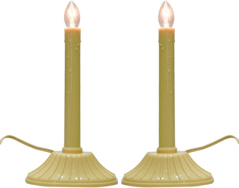 GOOTHY 1 Light Electric Window Candles, 2 Pack Christmas Candle Lights with 4 C7 Clear Bulbs(2 Spare), Plug in Electric Candles for Window Christm...