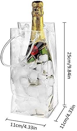 2Pack Wine Ice Bags, Portable Collapsible Clear Wine Cooler Bag PVC Wine Pouch Bags with Handle for Champagne Cold Beer White Wine Chilled Beverag...