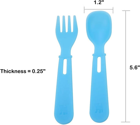 Toddler Kids Feeding Utensil Spoon and Fork Set, Set of 4 (8 Utensils Total) Compatible with Munchkin Lunch Bento Box Replacement (Boy), AG001...