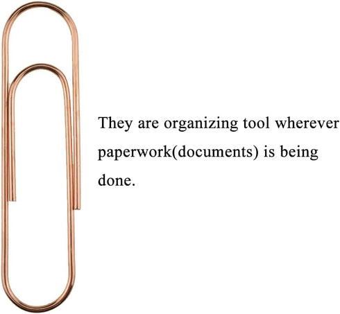 HAHIYO Paper Clips Sturdy 4 inches Length 14 Pack Paperclips Heavy Duty Tight Grip Rust Proof Reusable Metal Bright Rose Gold for Home Office Scho...