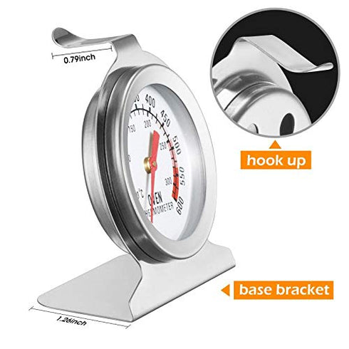 in Oven Thermometer for Grill Smoker BBQ 50-300°C/100-600°F, Instant Read Precision Stainless Steel Electric/Gas Oven Thermometers, Large Dial The...