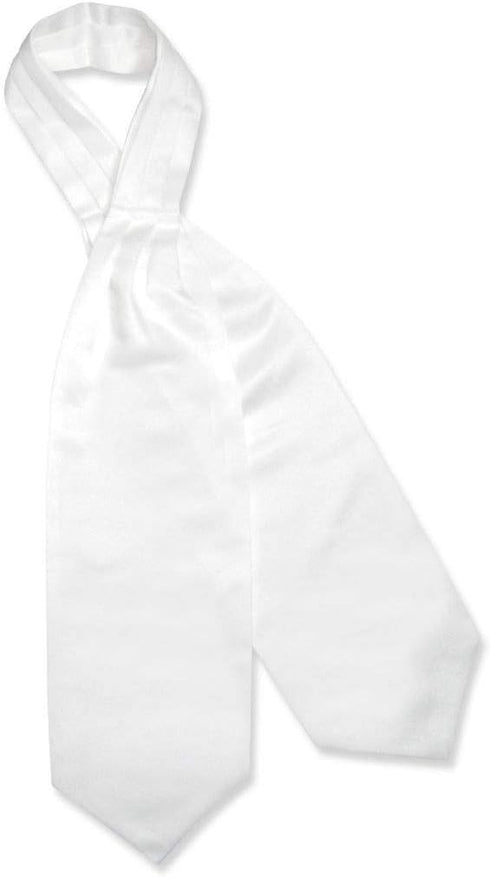 Vesuvio Napoli ASCOT Solid WHITE Color Cravat Men's Neck Tie...