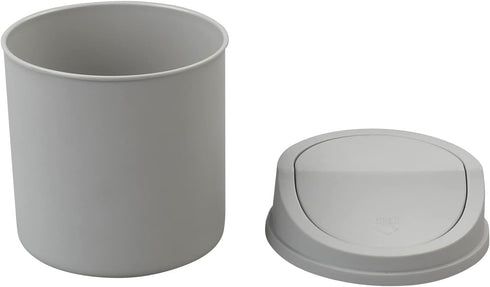 0.5 Gallon Plastic Mini Trash Can, Tiny Garbage Can with Swing Lid, Gray...